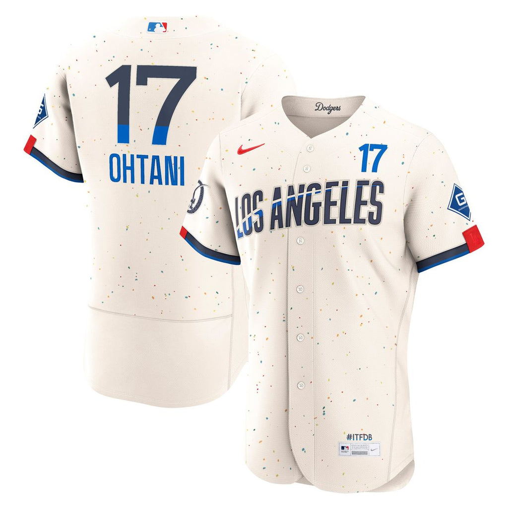 Shohei Ohtani Los Angeles Dodgers Nike City Connect Authentic Sponsor Patch Jersey - Cream Official MLB Team Apparel Baseball Fan Gear
