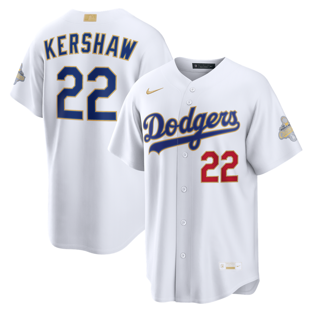 Clayton Kershaw Los Angeles Dodgers Nike 2026 Gold Collection Stadium Jersey - White Official MLB Team Apparel Baseball Fan Gear