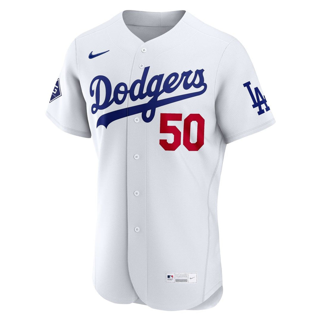 Mookie Betts Los Angeles Dodgers Nike Home Authentic Sponsor Patch Jersey - White Official MLB Team Apparel Baseball Fan Gear