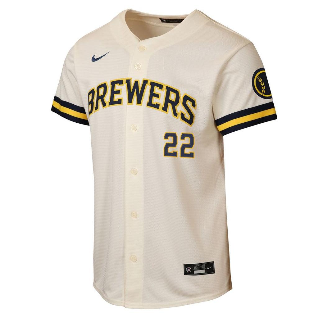 Christian Yelich Milwaukee Brewers Nike Youth Home Stadium Jersey - Cream Official MLB Team Apparel Baseball Fan Gear