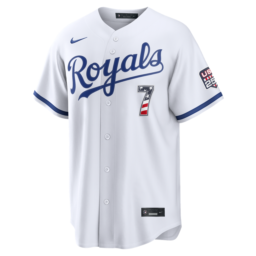 Bobby Witt Jr. Kansas City Royals Nike USA 250 Fourth of July Home Stadium Jersey - White Official MLB Team Apparel Baseball Fan Gear