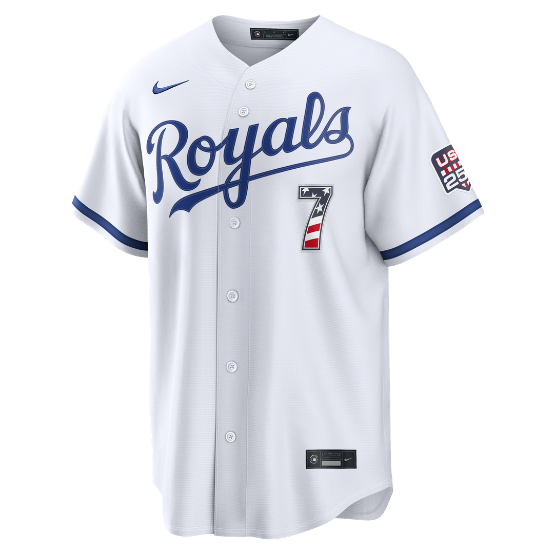 Bobby Witt Jr. Kansas City Royals Nike USA 250 Fourth of July Home Stadium Jersey - White Official MLB Team Apparel Baseball Fan Gear