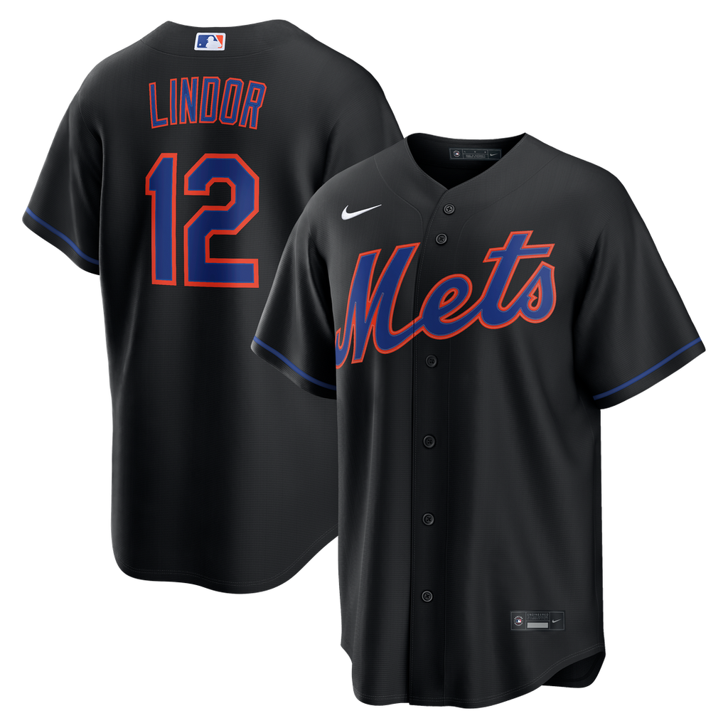 Francisco Lindor New York Mets Nike Alternate Replica Jersey - Black Official MLB Team Apparel Baseball Fan Gear