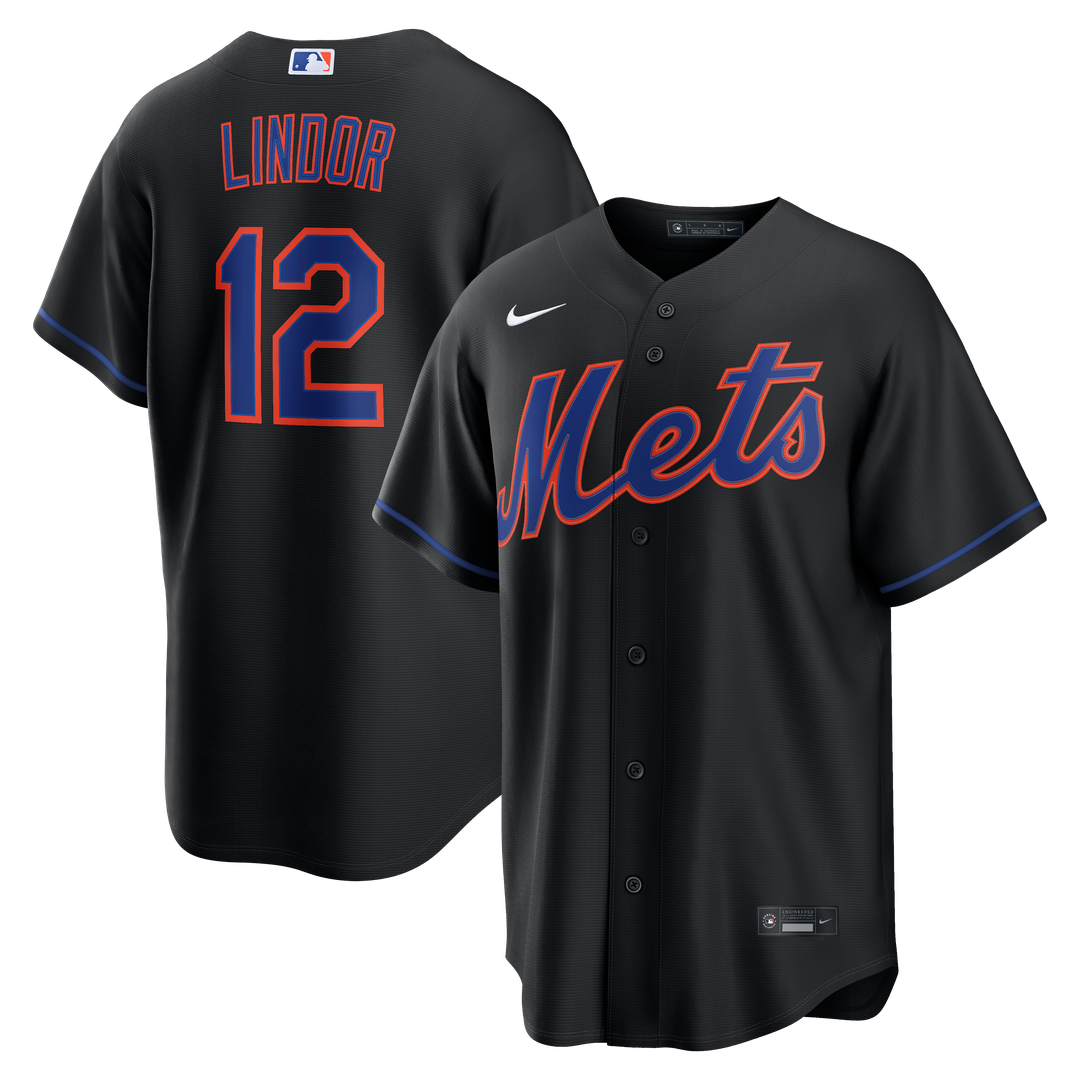 Francisco Lindor New York Mets Nike Alternate Replica Jersey - Black Official MLB Team Apparel Baseball Fan Gear