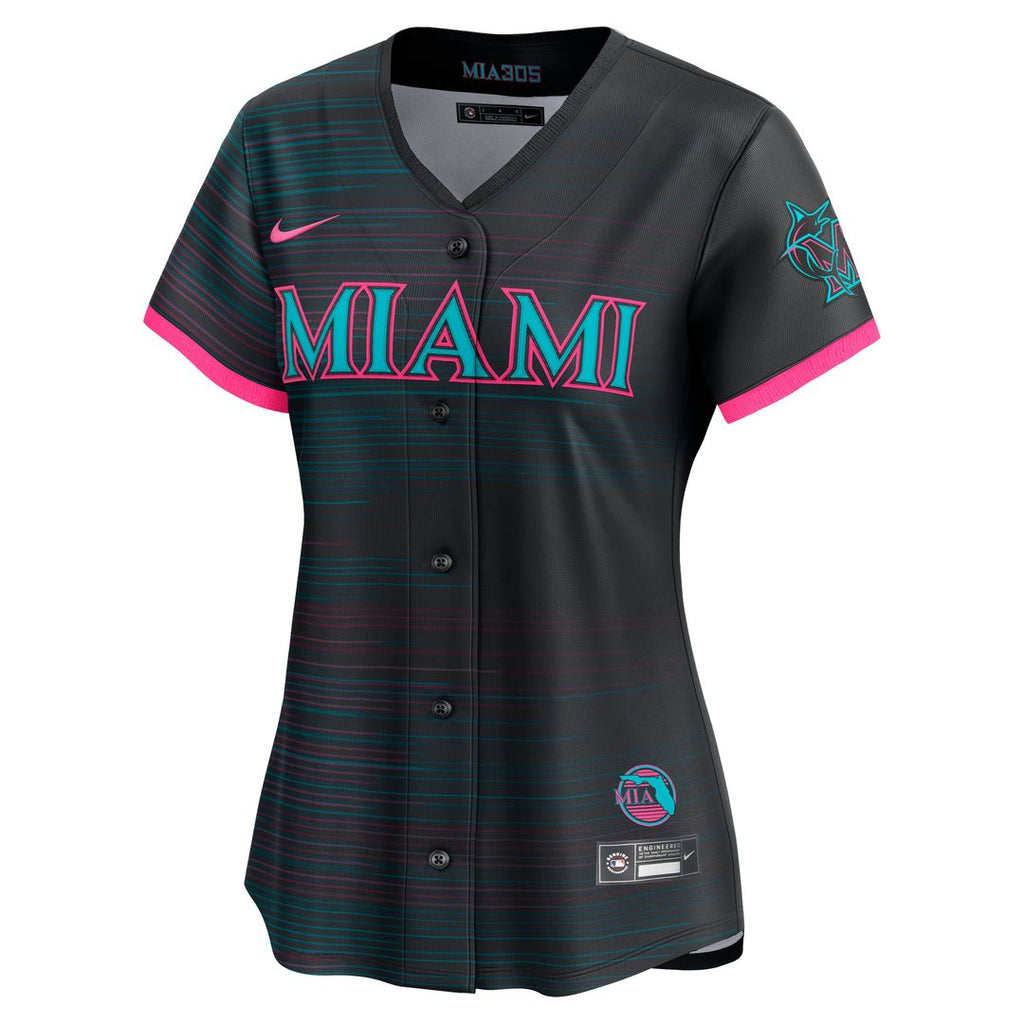 Miami Marlins Nike Women's 2025 City Connect Limited Jersey - Black Official MLB Team Apparel Baseball Fan Gear