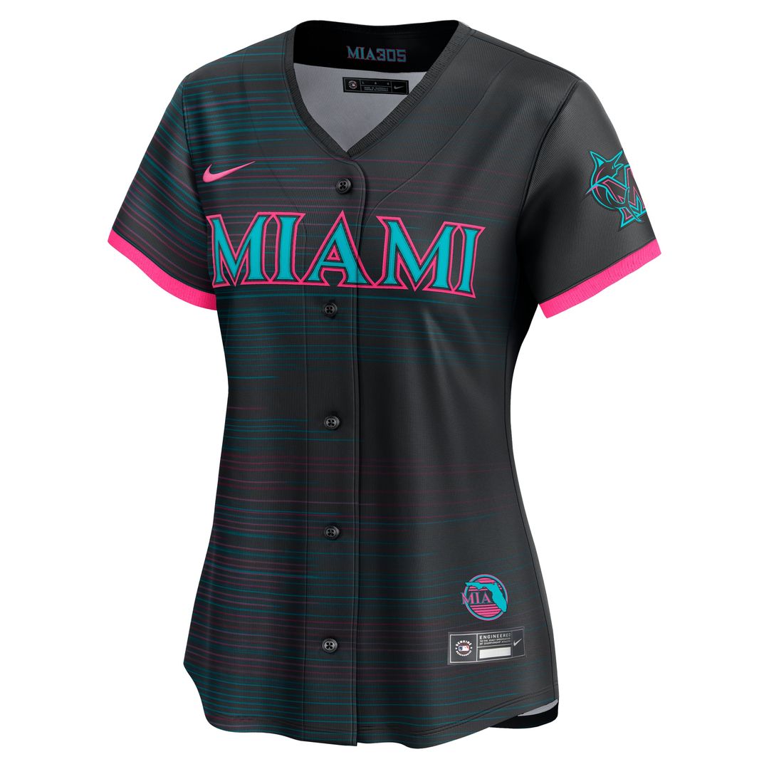 Miami Marlins Nike Women's 2025 City Connect Limited Jersey - Black Official MLB Team Apparel Baseball Fan Gear