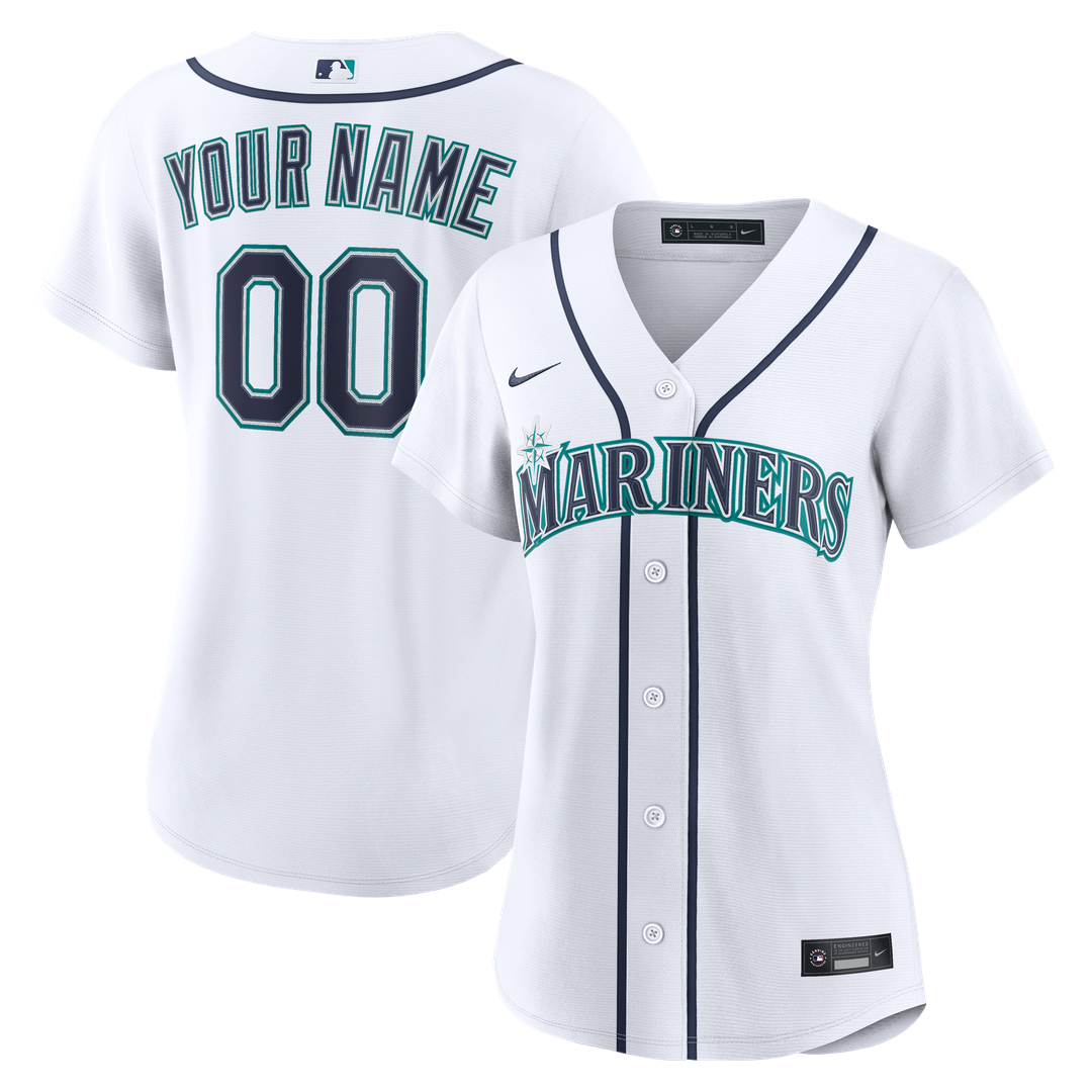 Seattle Mariners Nike Women's Home Replica Custom Jersey - White Official MLB Team Apparel Baseball Fan Gear