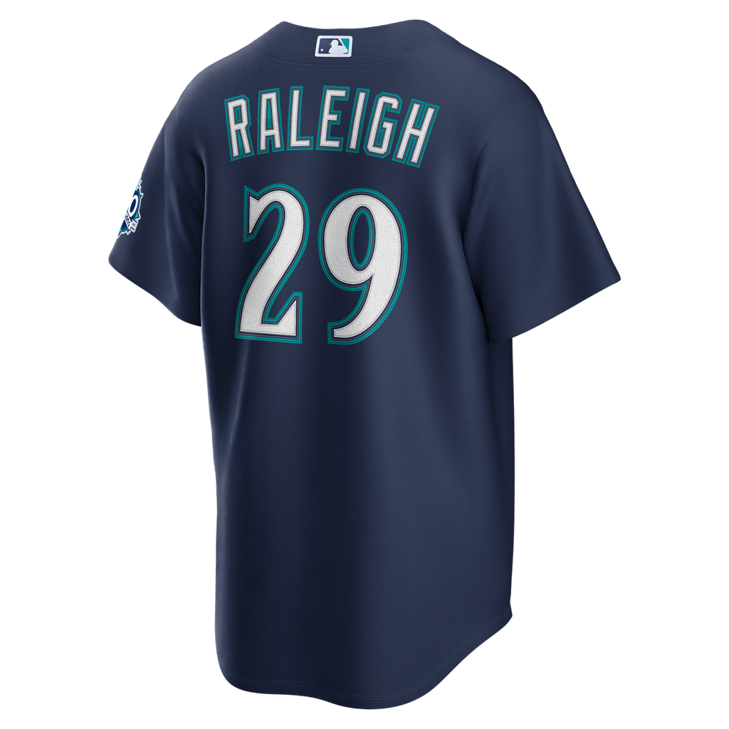 Cal Raleigh Seattle Mariners Nike Road Stadium 50th Season Patch Jersey - Navy Official MLB Team Apparel Baseball Fan Gear