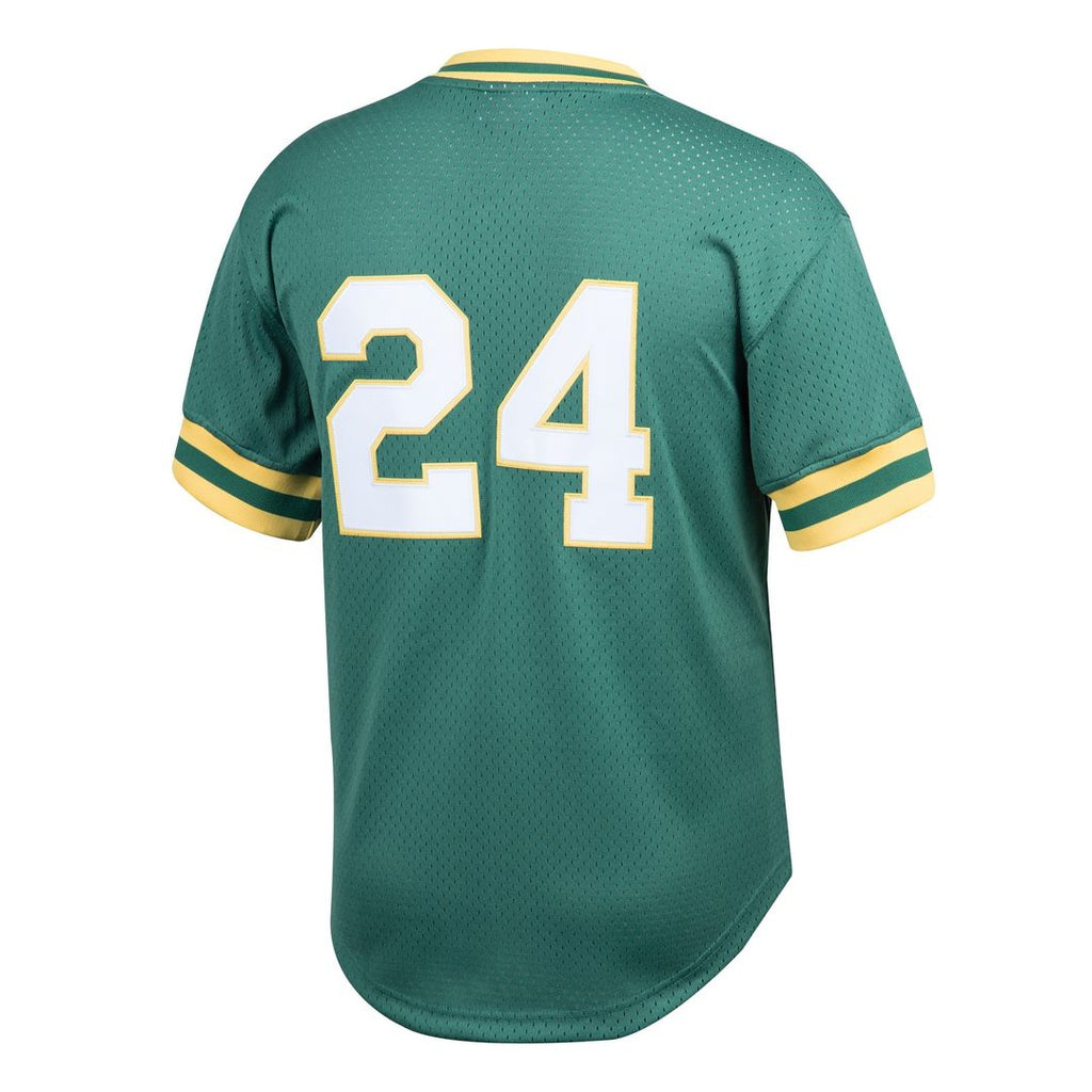 Rickey Henderson Athletics Mitchell & Ness Cooperstown Collection Big & Tall Mesh Batting Practice Jersey - Green Official MLB Team Apparel Baseball F