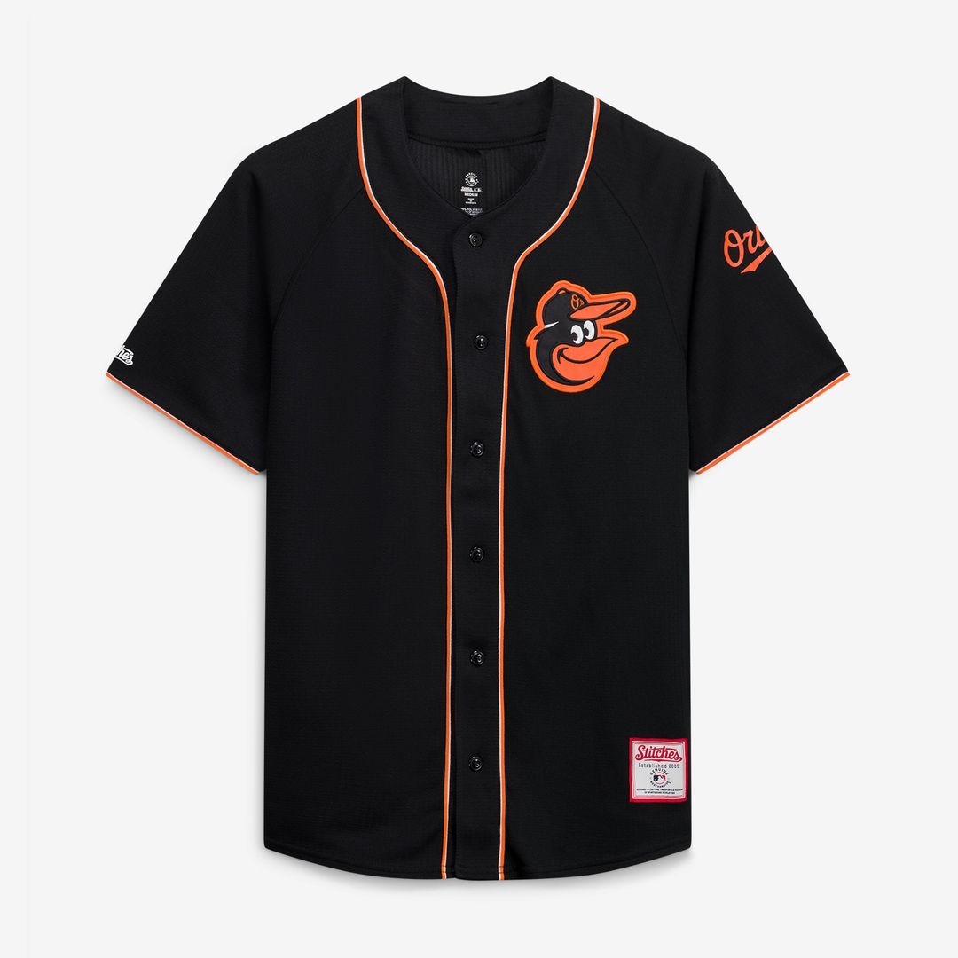 Baltimore Orioles Stitches Team Color Full-Button Fashion Jersey - Black Official MLB Team Apparel Baseball Fan Gear