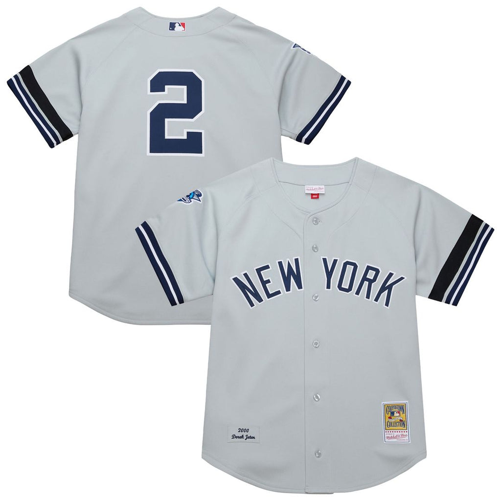 Derek Jeter New York Yankees Mitchell & Ness Cooperstown Collection 2000 World Series Authentic Jersey - Gray Official MLB Team Apparel Baseball Fan G