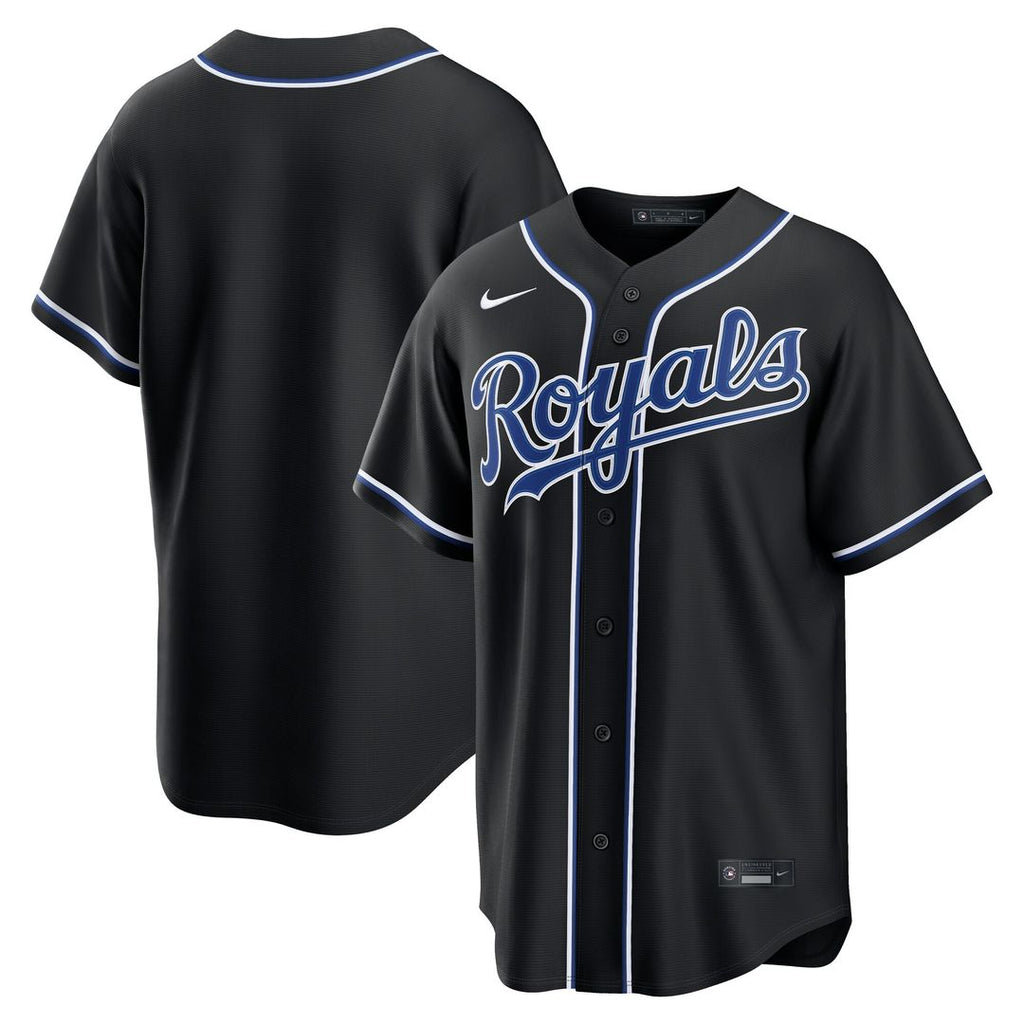 Kansas City Royals Nike Fashion Replica Black Out Jersey Official MLB Team Apparel Baseball Fan Gear