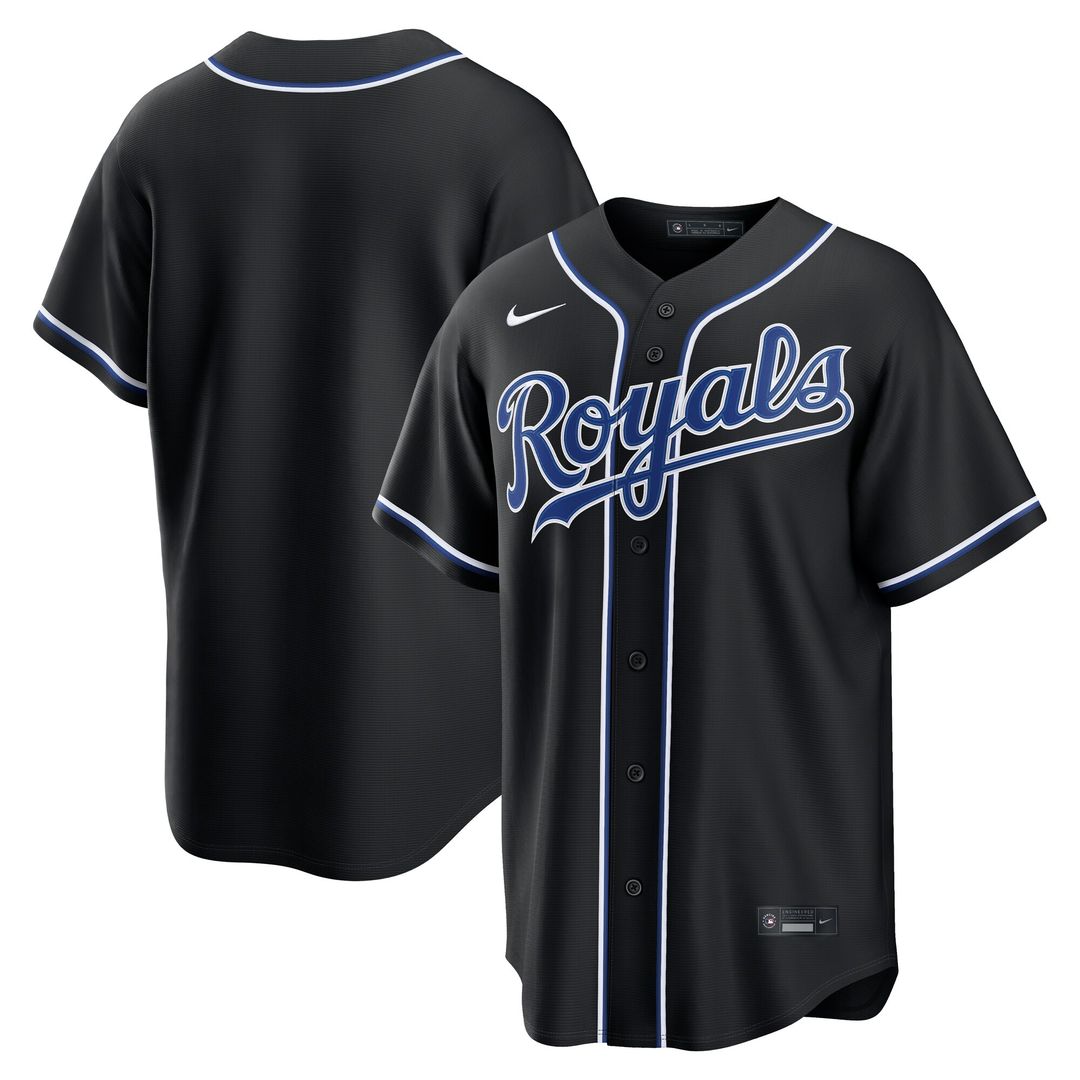 Kansas City Royals Nike Fashion Replica Black Out Jersey Official MLB Team Apparel Baseball Fan Gear
