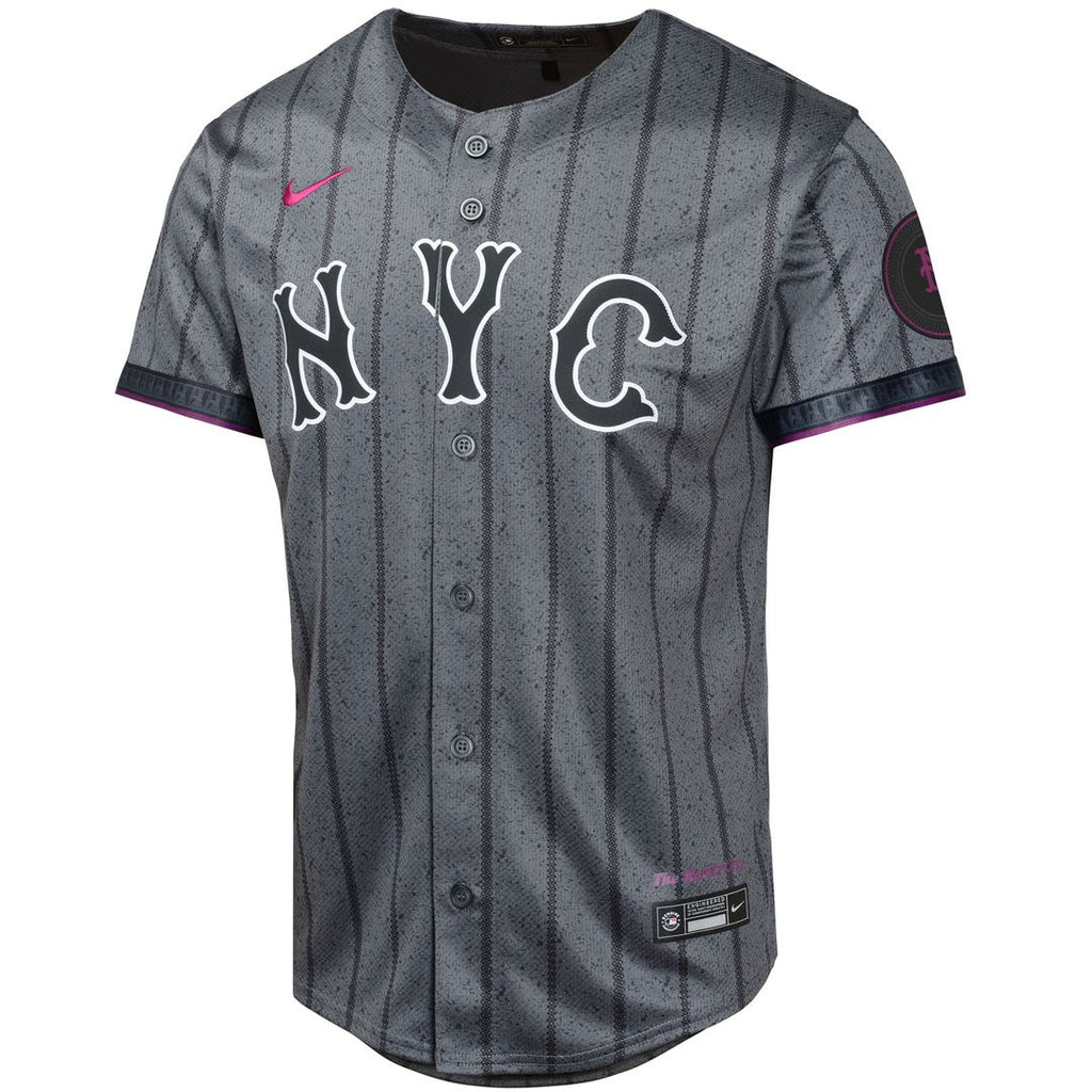 New York Mets Nike Youth 2024 City Connect Limited Jersey - Graphite Official MLB Team Apparel Baseball Fan Gear