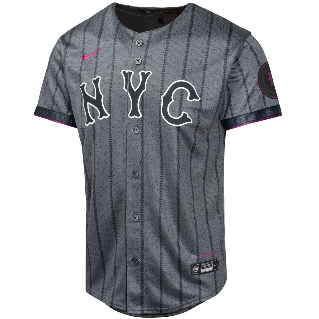 New York Mets Nike Youth 2024 City Connect Limited Jersey - Graphite Official MLB Team Apparel Baseball Fan Gear