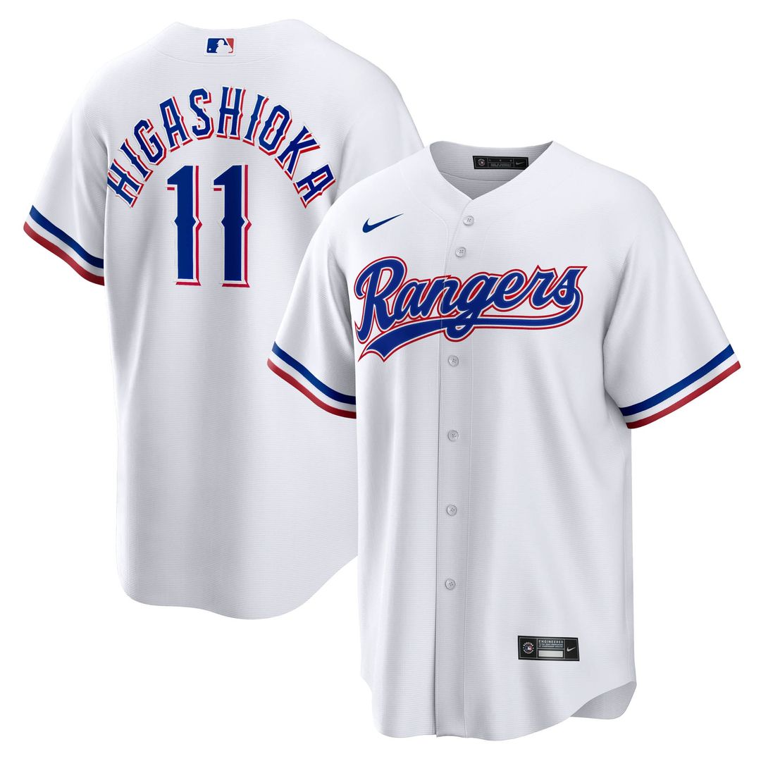 Kyle Higashioka Texas Rangers Nike Home Replica Jersey - White Official MLB Team Apparel Baseball Fan Gear