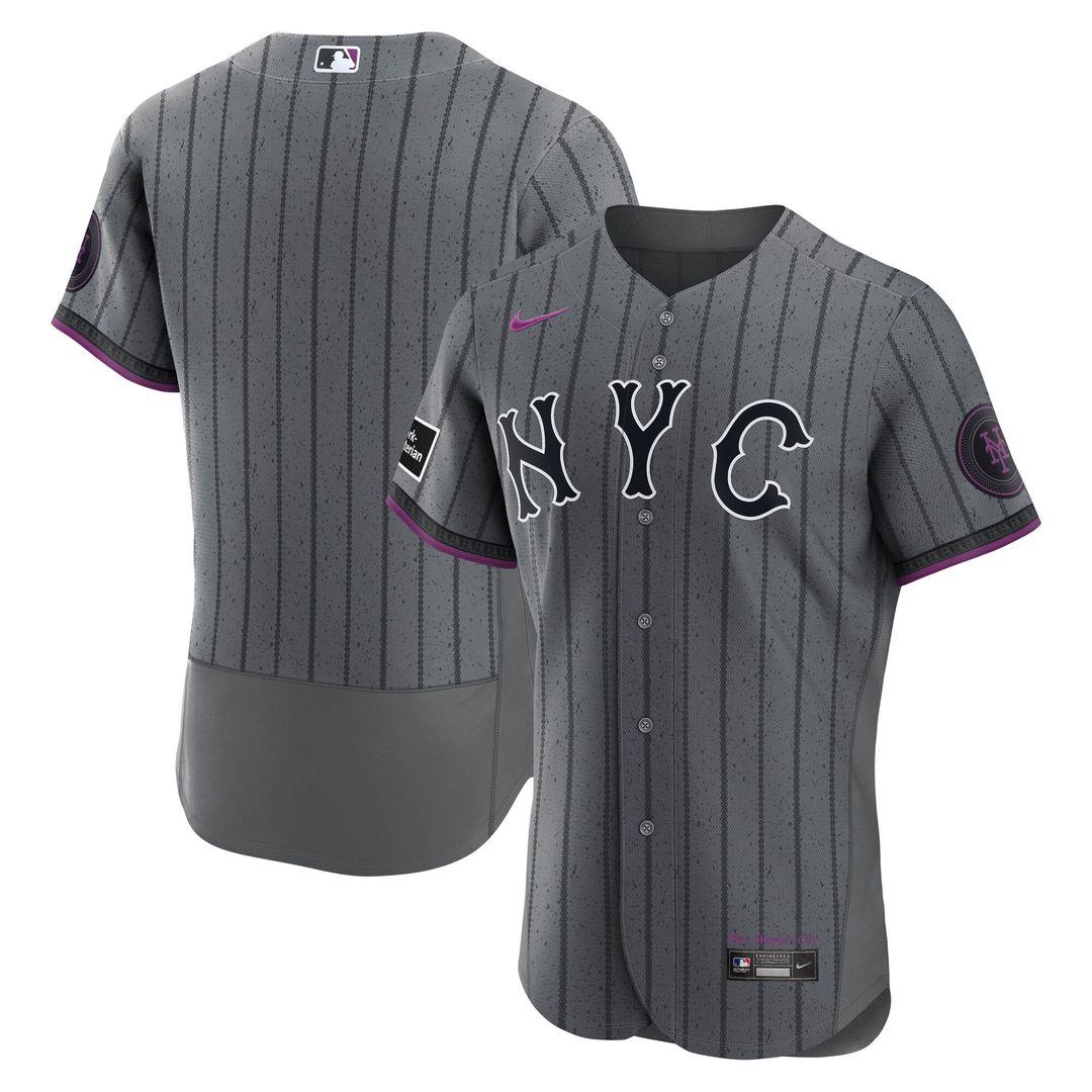 New York Mets Nike City Connect Authentic Sponsor Patch Jersey - Gray Official MLB Team Apparel Baseball Fan Gear