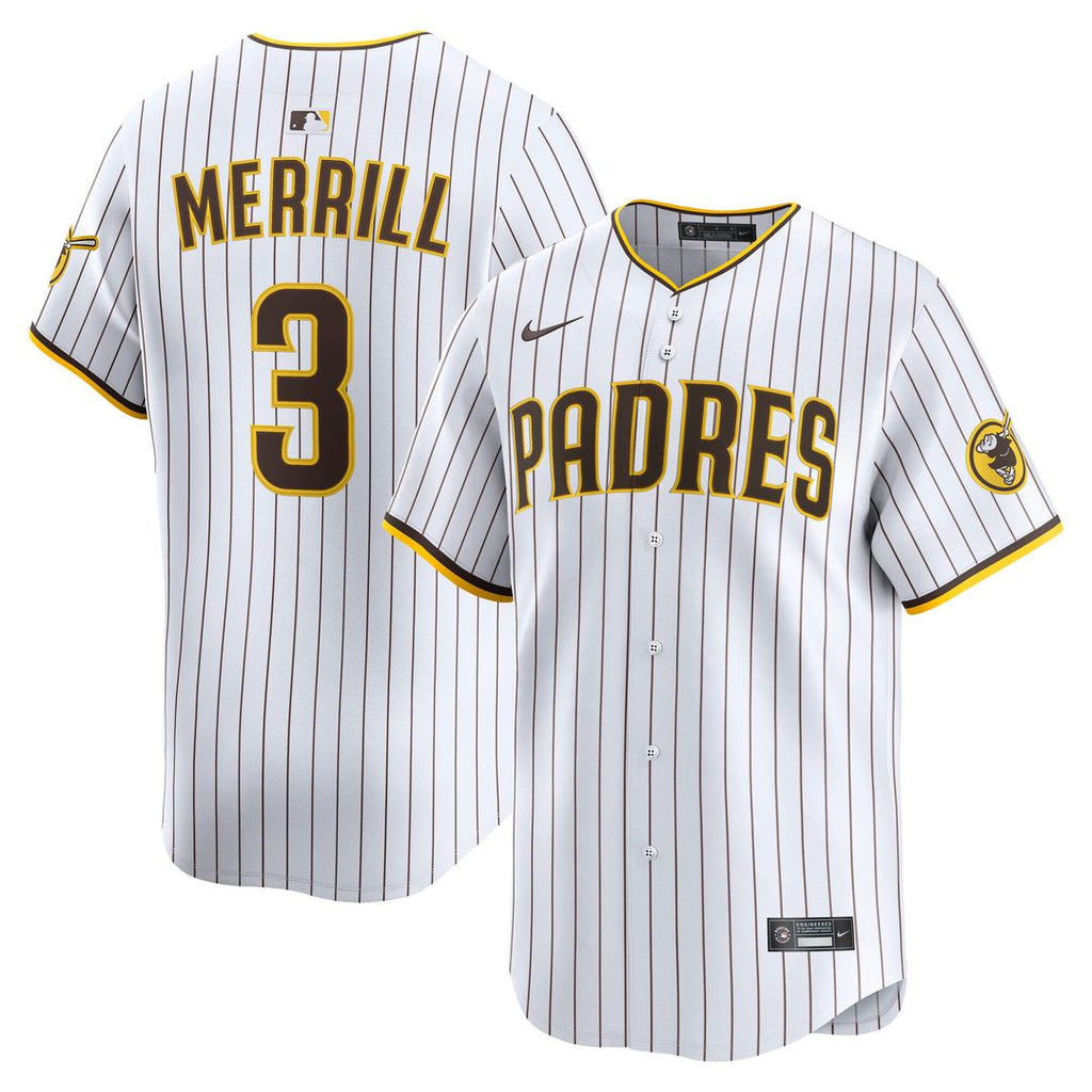 Jackson Merrill San Diego Padres Nike Home Limited Player Jersey - White Official MLB Team Apparel Baseball Fan Gear