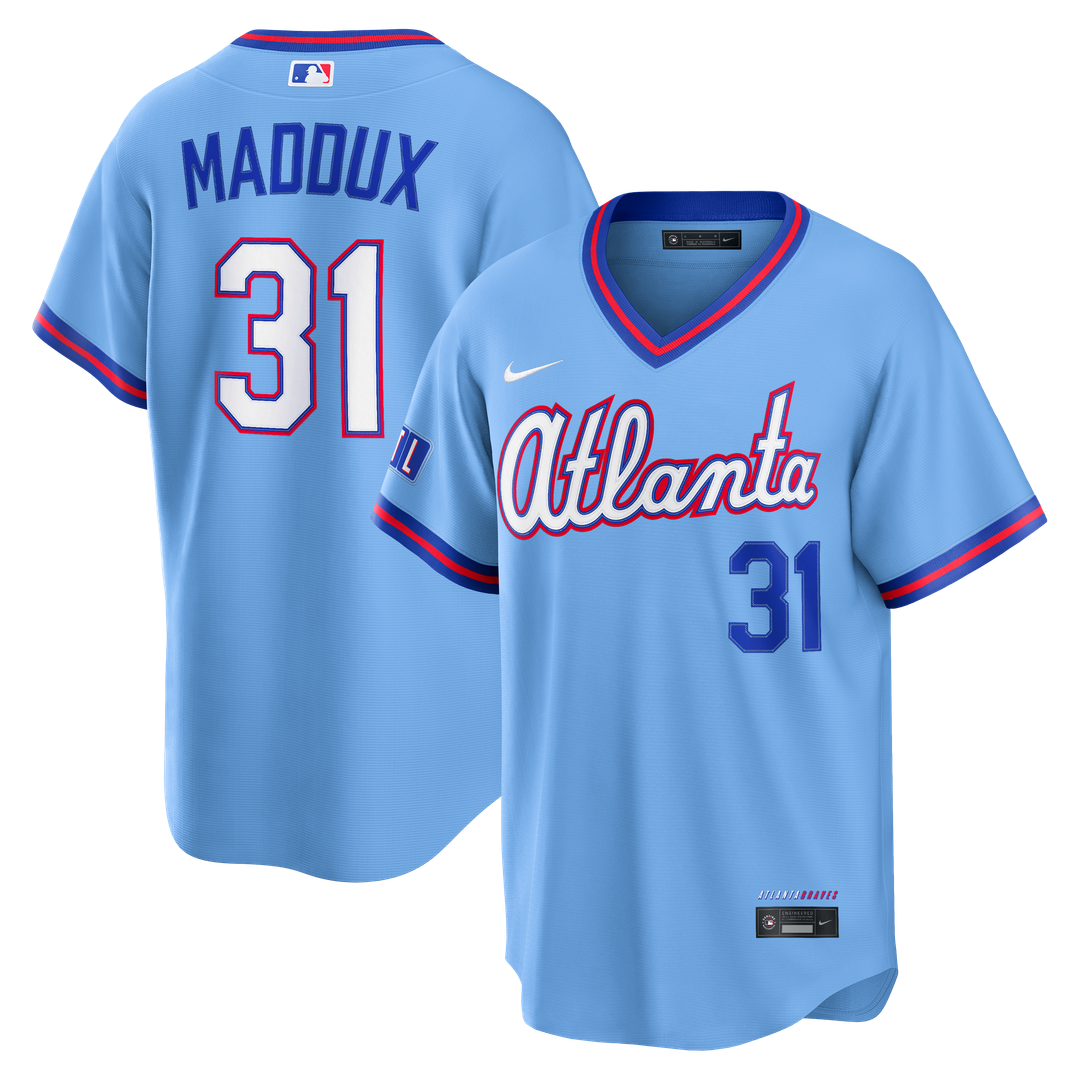 Greg Maddux Atlanta Braves Nike 2026 City Connect Stadium Jersey - Powder Blue Official MLB Team Apparel Baseball Fan Gear
