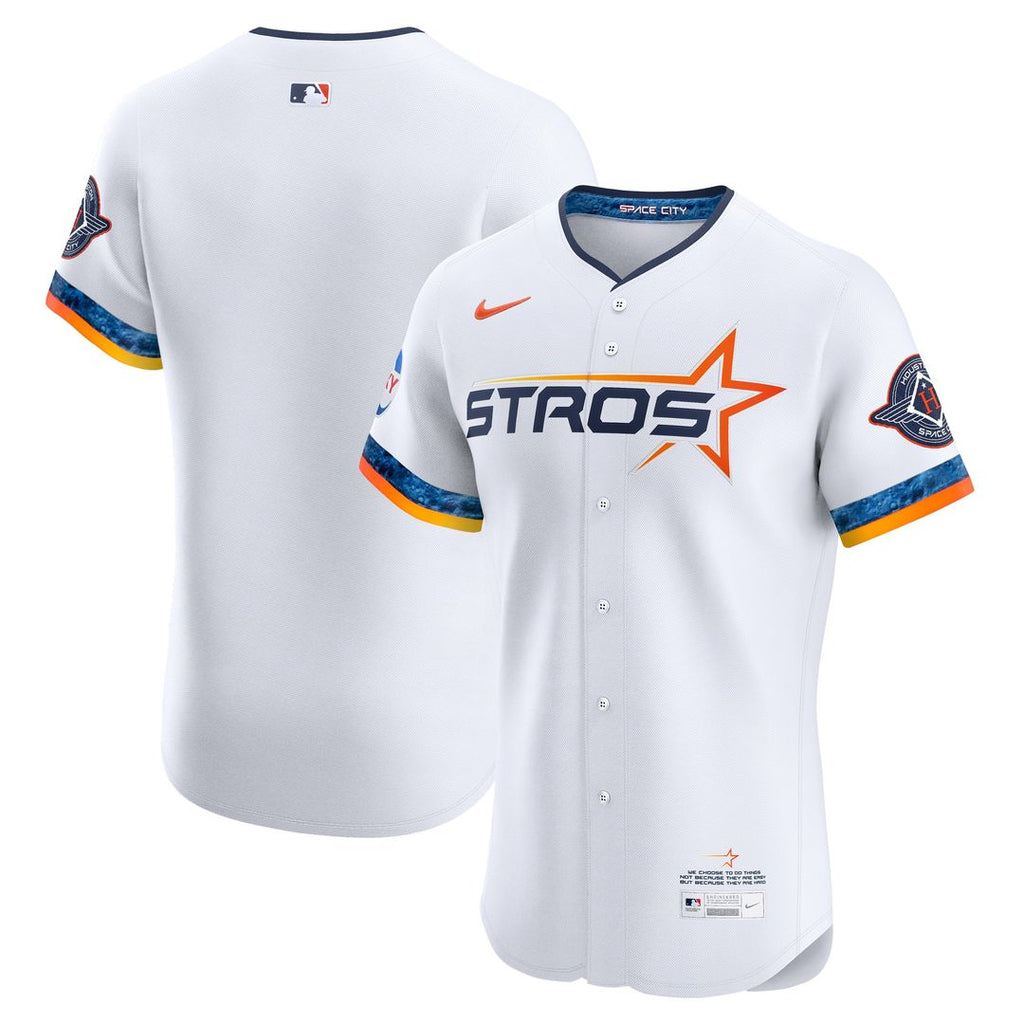 Houston Astros Nike 2025 City Connect Elite Jersey - White Official MLB Team Apparel Baseball Fan Gear