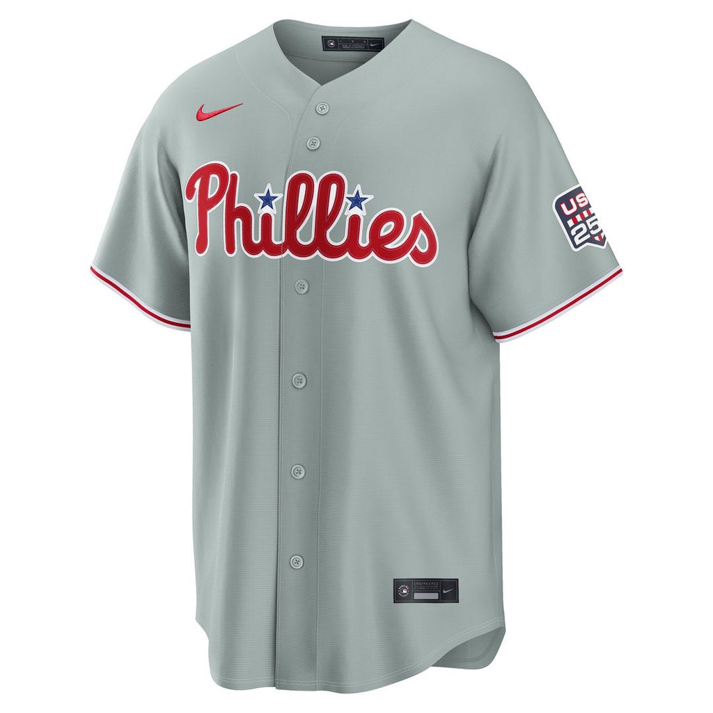Trea Turner Philadelphia Phillies Nike USA 250 Fourth of July Road Stadium Jersey - Gray Official MLB Team Apparel Baseball Fan Gear
