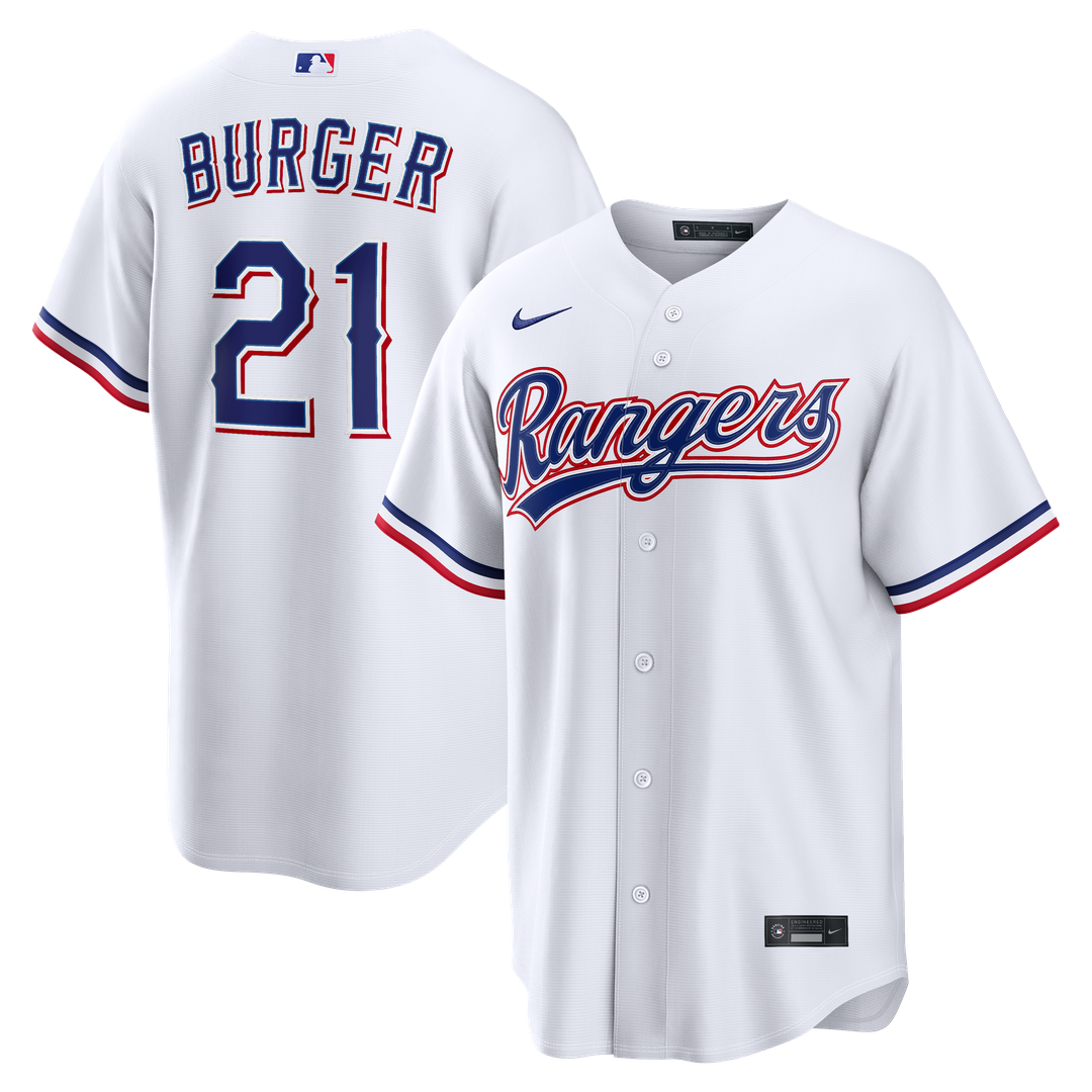 Jake Burger Texas Rangers Nike Home Replica Jersey - White Official MLB Team Apparel Baseball Fan Gear
