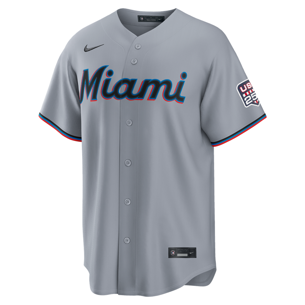 Kyle Stowers Miami Marlins Nike USA 250 Fourth of July Road Stadium Jersey - Gray Official MLB Team Apparel Baseball Fan Gear