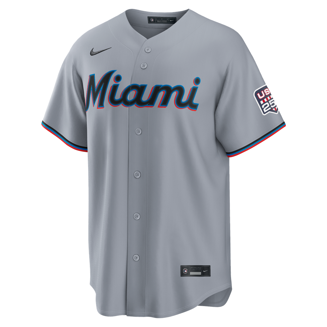 Kyle Stowers Miami Marlins Nike USA 250 Fourth of July Road Stadium Jersey - Gray Official MLB Team Apparel Baseball Fan Gear