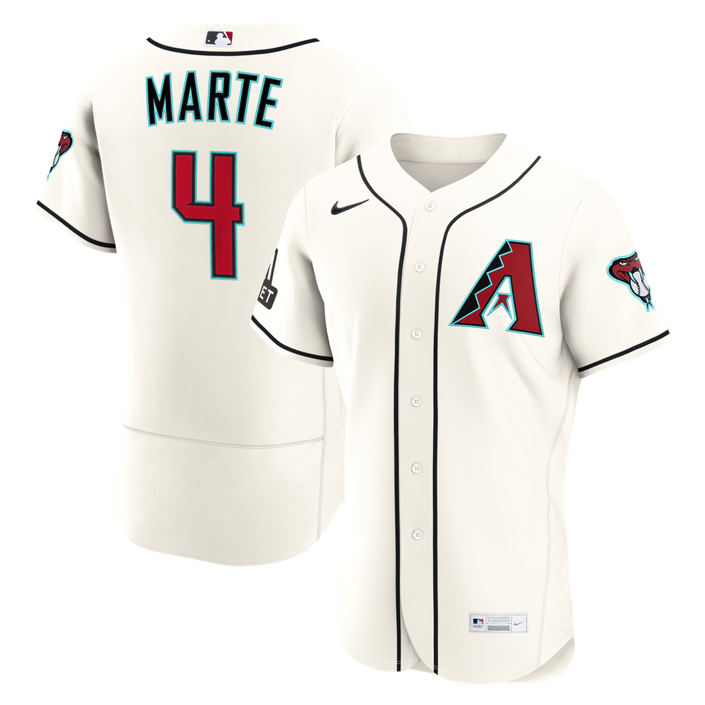 Ketel Marte Arizona Diamondbacks Nike Home Authentic Sponsor Patch Jersey - Cream Official MLB Team Apparel Baseball Fan Gear