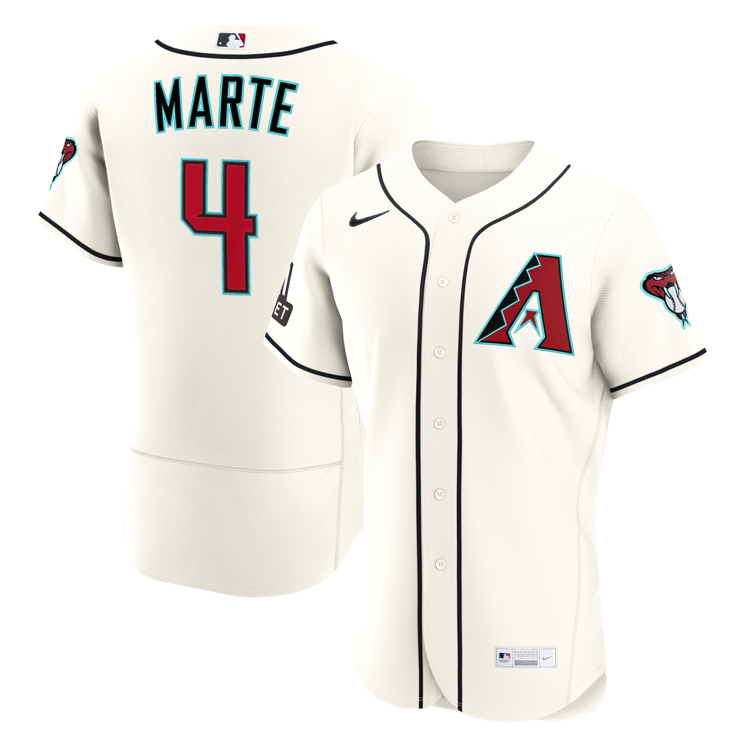 Ketel Marte Arizona Diamondbacks Nike Home Authentic Sponsor Patch Jersey - Cream Official MLB Team Apparel Baseball Fan Gear
