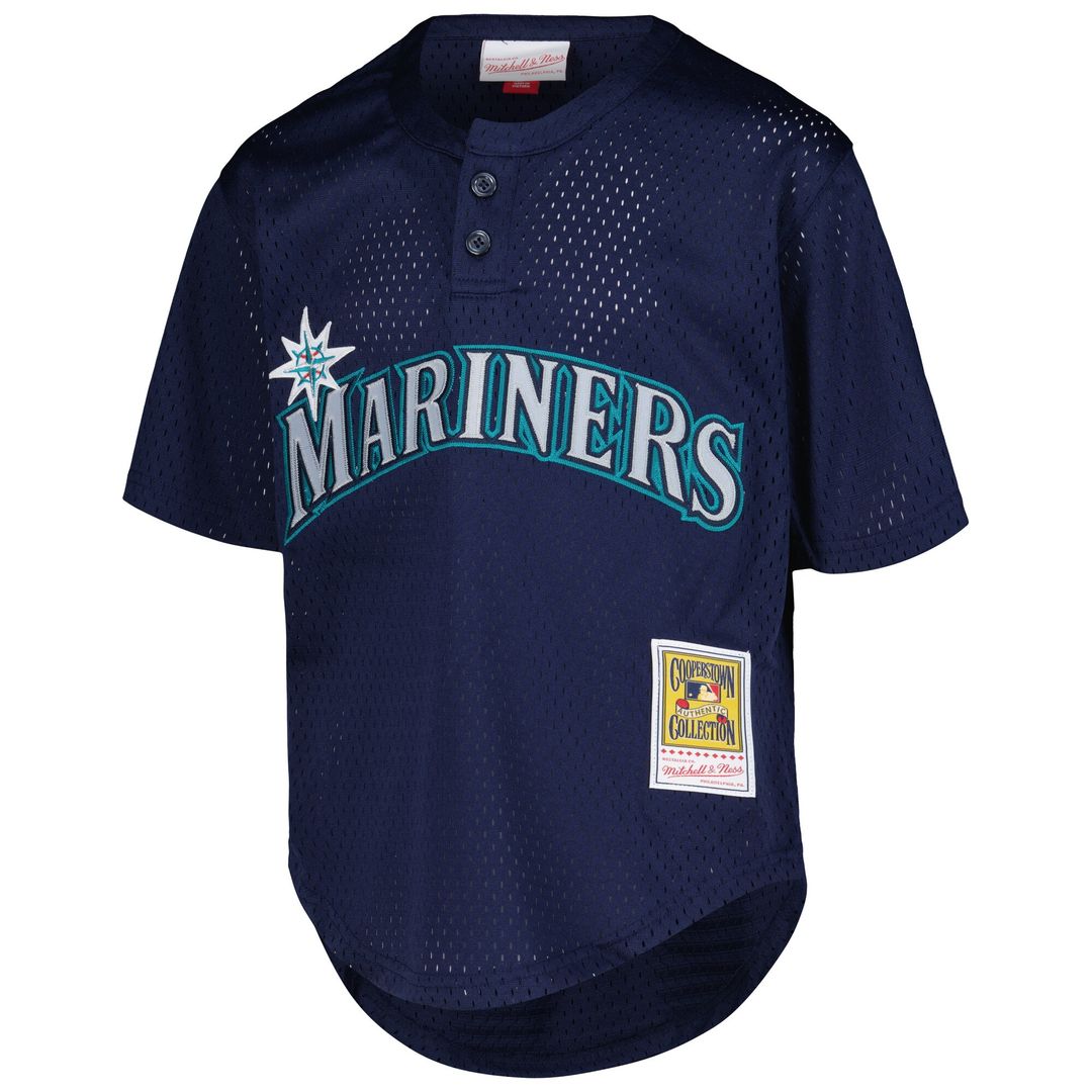 Ken Griffey Jr. Seattle Mariners Mitchell & Ness Youth Cooperstown Collection Mesh Batting Practice Jersey - Navy Official MLB Team Apparel Baseball F