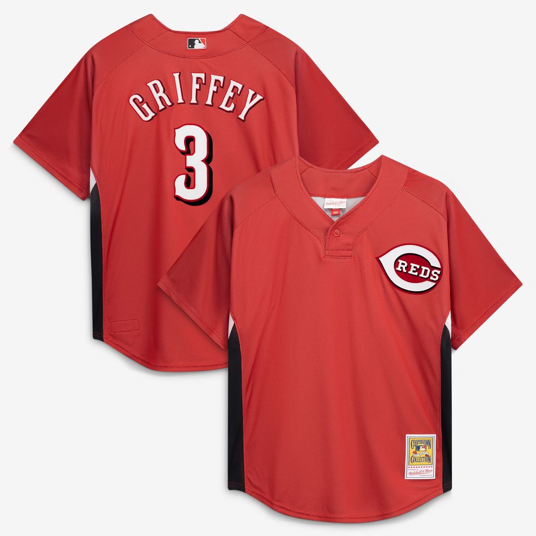 Ken Griffey Jr. Cincinnati Reds Mitchell & Ness Authentic Batting Practice Jersey - Red Official MLB Team Apparel Baseball Fan Gear