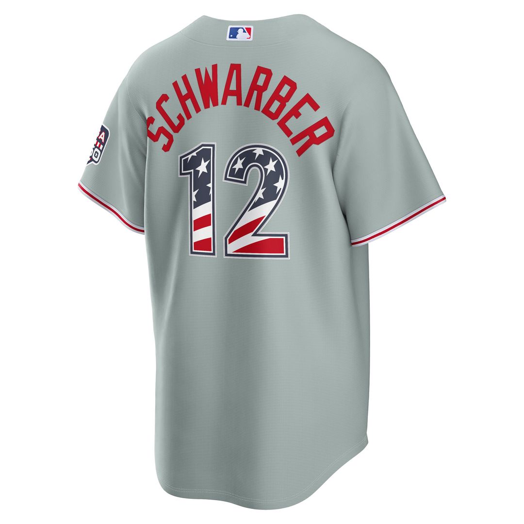 Kyle Schwarber Philadelphia Phillies Nike USA 250 Fourth of July Road Stadium Jersey - Gray Official MLB Team Apparel Baseball Fan Gear