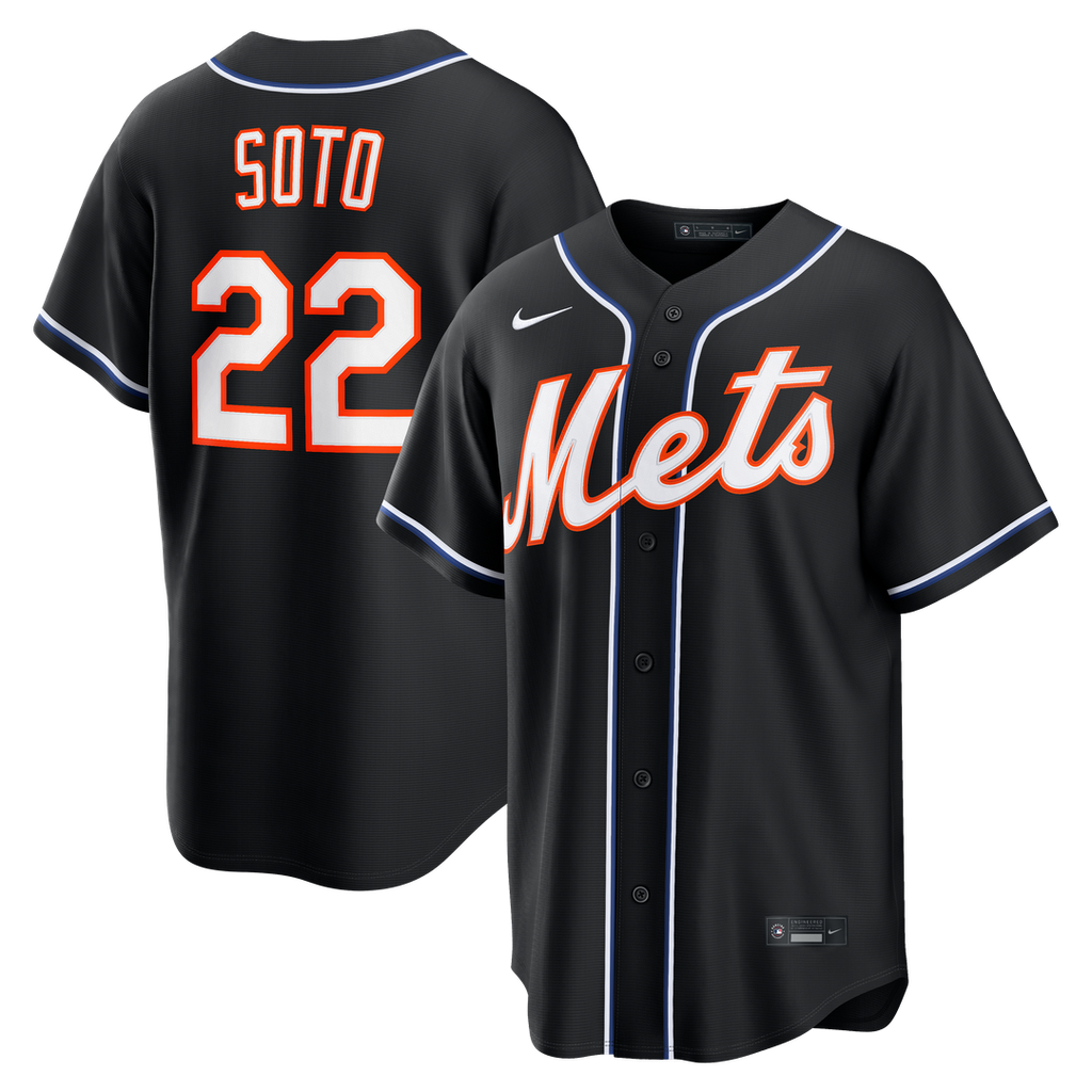 Juan Soto New York Mets Nike Fashion Replica Black Out Jersey Official MLB Team Apparel Baseball Fan Gear