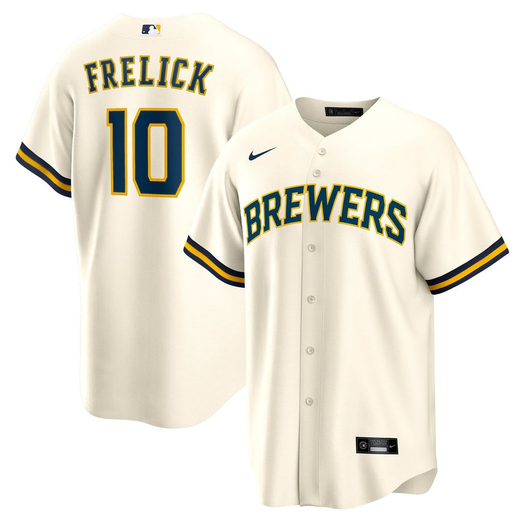 Sal Frelick Milwaukee Brewers Nike Home Replica Player Jersey - Cream Official MLB Team Apparel Baseball Fan Gear
