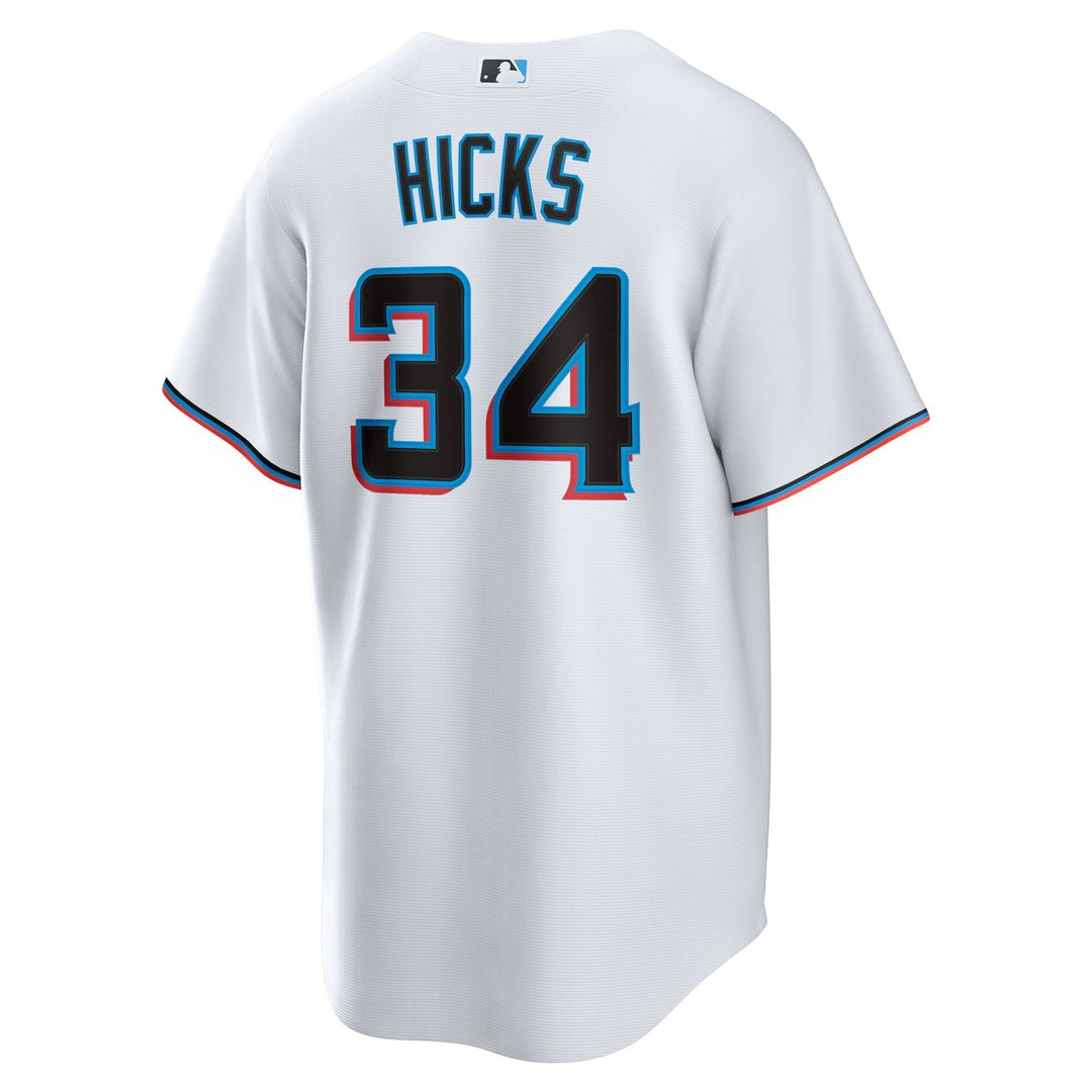 Liam Hicks Miami Marlins Nike Home Replica Jersey - White Official MLB Team Apparel Baseball Fan Gear