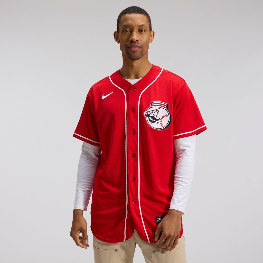Cincinnati Reds Nike Alternate Authentic Team Logo Jersey - Scarlet Official MLB Team Apparel Baseball Fan Gear
