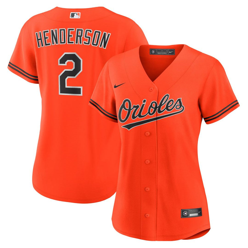 Gunnar Henderson Baltimore Orioles Nike Women's Alternate 2 Replica Jersey - Orange Official MLB Team Apparel Baseball Fan Gear