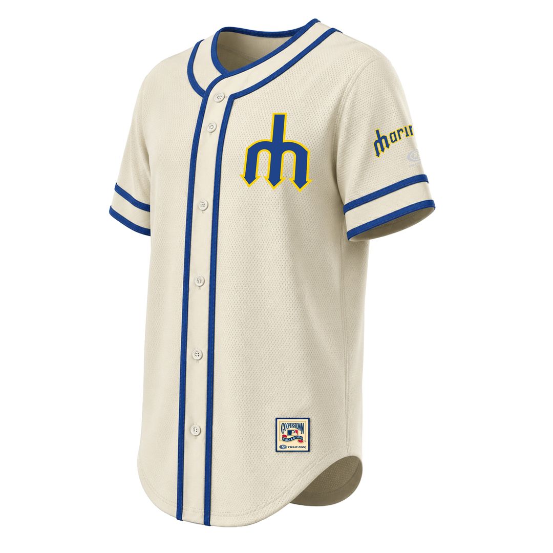 Seattle Mariners Stitches Throwback Fashion Jersey - Natural Official MLB Team Apparel Baseball Fan Gear