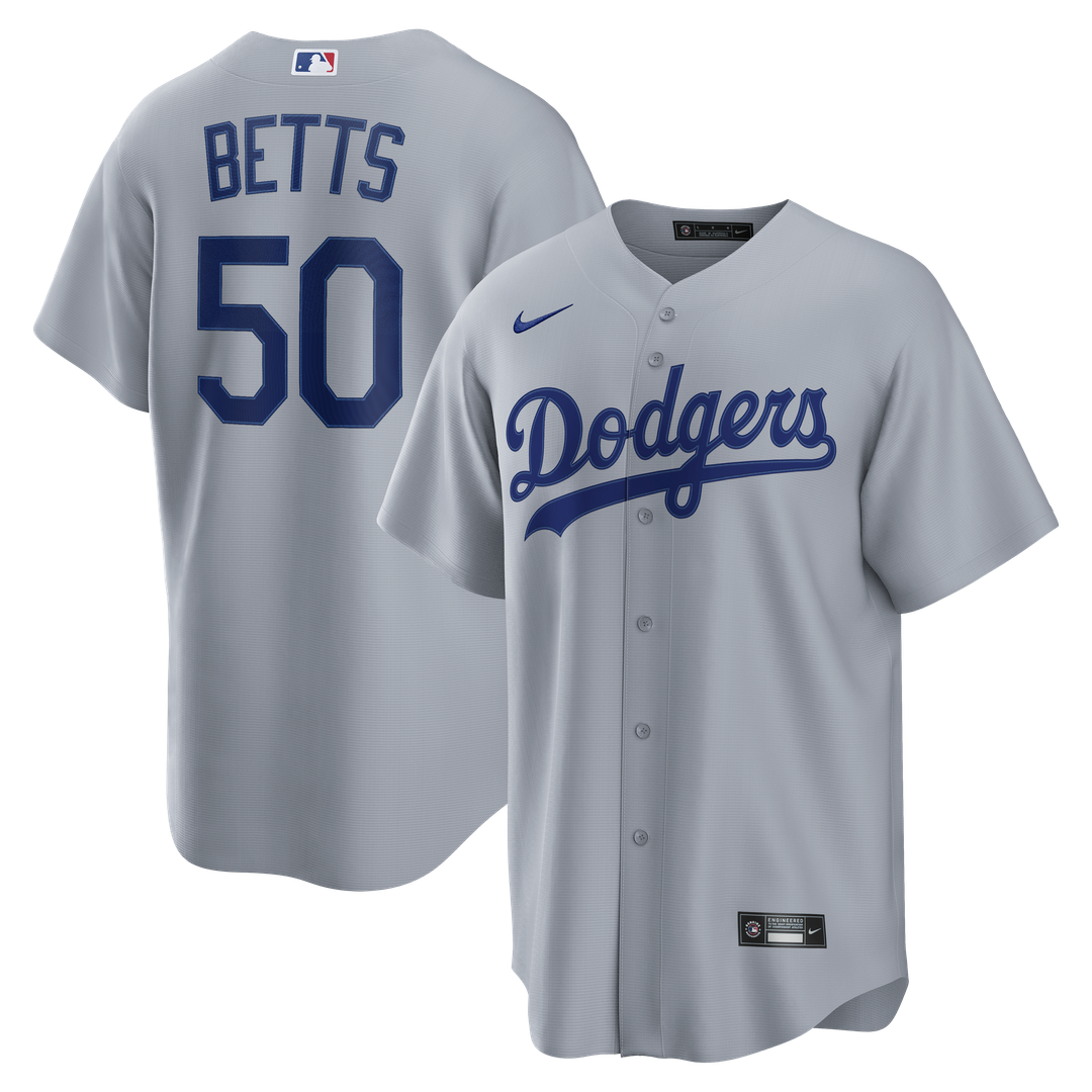 Mookie Betts Los Angeles Dodgers Nike Road Replica Jersey - Gray Official MLB Team Apparel Baseball Fan Gear