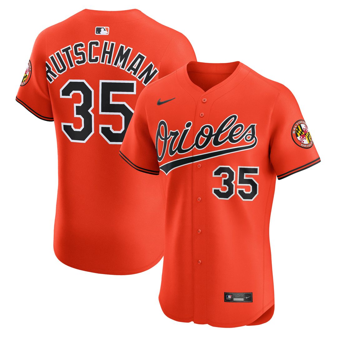 Adley Rutschman Baltimore Orioles Nike Alternate 2 Elite Jersey - Orange Official MLB Team Apparel Baseball Fan Gear