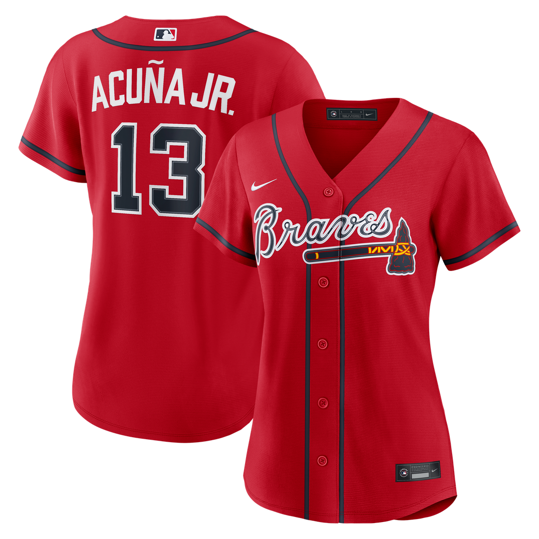 Ronald Acuña Jr. Atlanta Braves Nike Women's Alternate Replica Jersey - Navy Official MLB Team Apparel Baseball Fan Gear