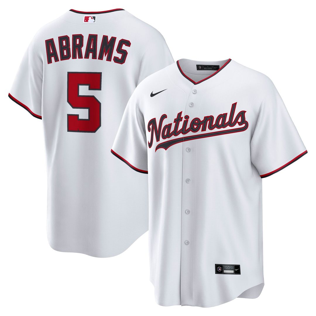 CJ Abrams Washington Nationals Nike Home Replica Jersey - White Official MLB Team Apparel Baseball Fan Gear