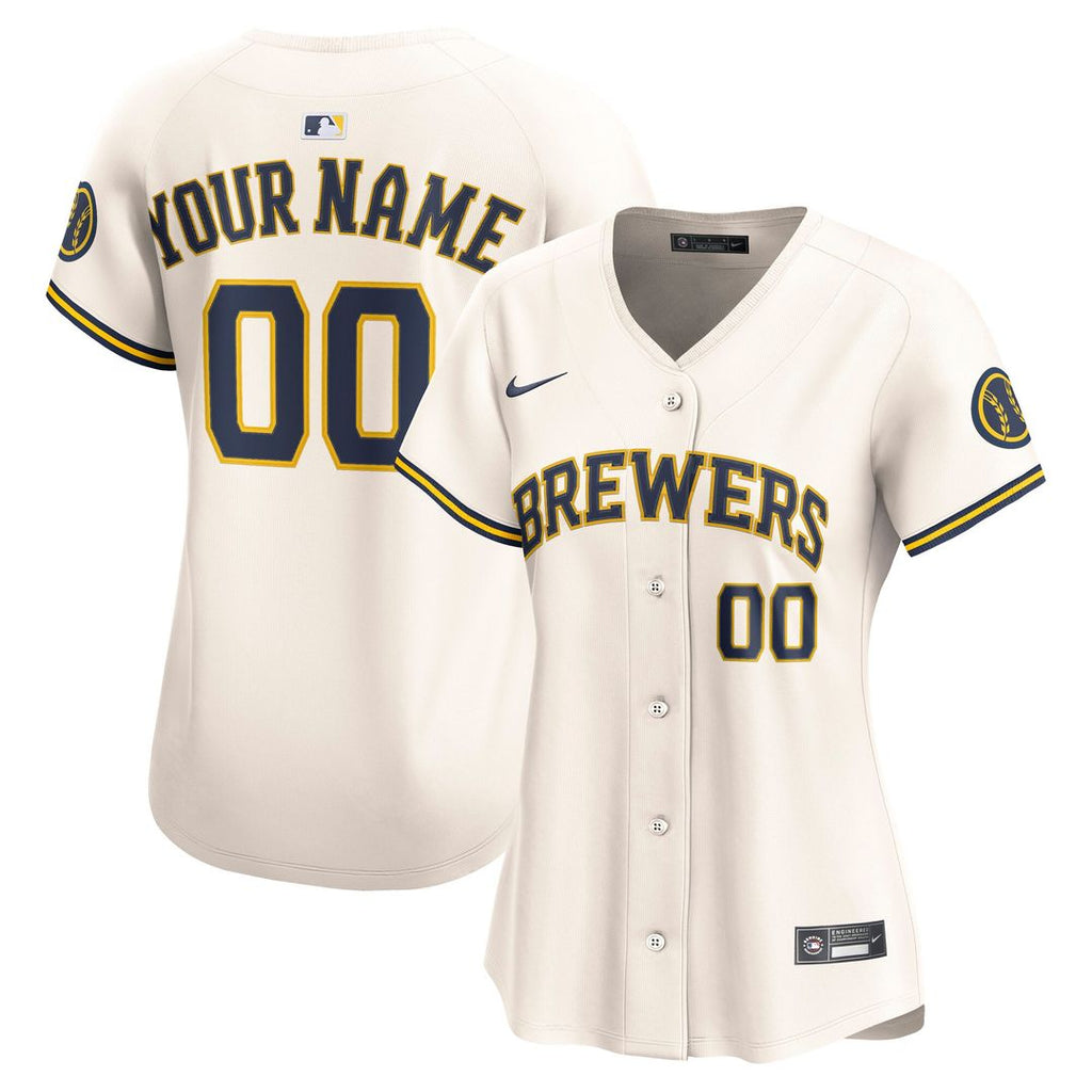 Milwaukee Brewers Nike Women's Home Limited Custom Jersey - Cream Official MLB Team Apparel Baseball Fan Gear