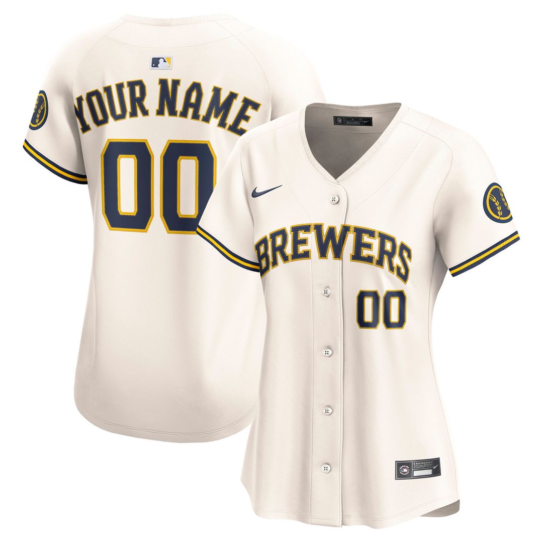 Milwaukee Brewers Nike Women's Home Limited Custom Jersey - Cream Official MLB Team Apparel Baseball Fan Gear