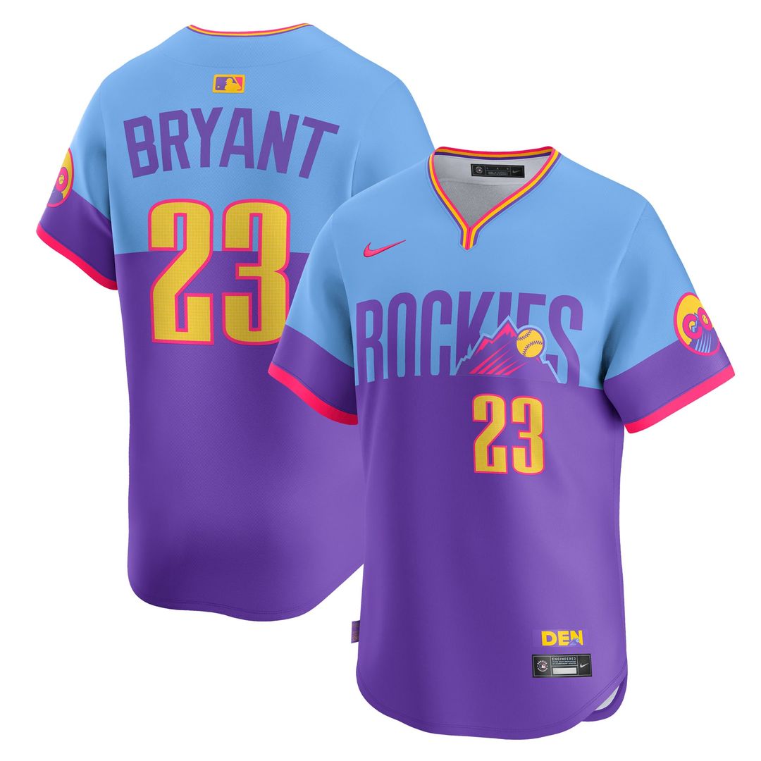 Kris Bryant Colorado Rockies Nike 2025 City Connect Limited Player Jersey - Purple/Light Blue Official MLB Team Apparel Baseball Fan Gear