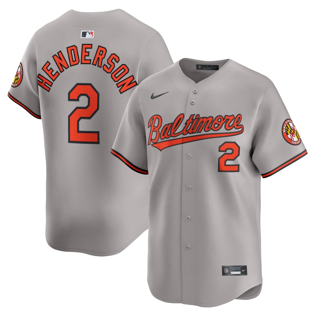 Gunnar Henderson Baltimore Orioles Nike Road Limited Player Jersey - Gray Official MLB Team Apparel Baseball Fan Gear