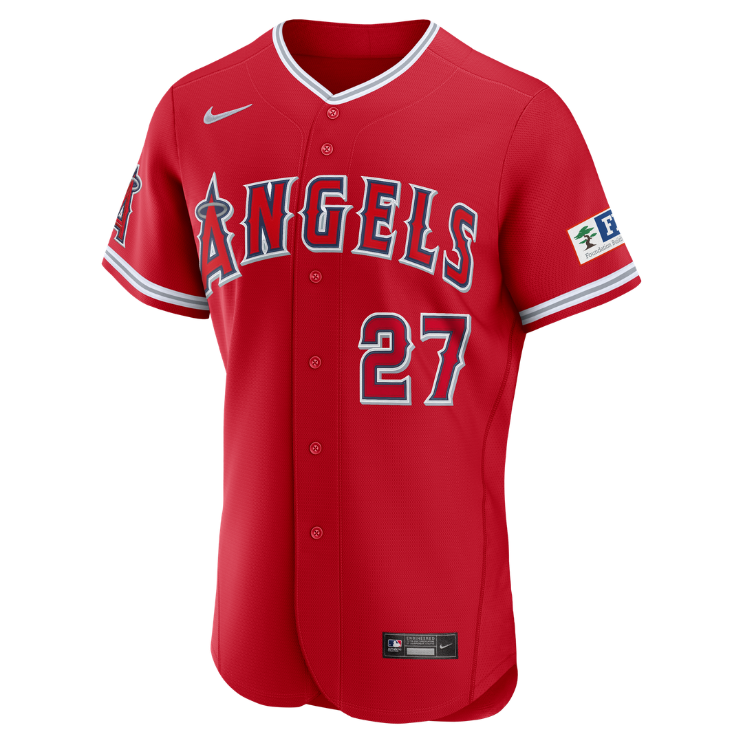 Mike Trout Los Angeles Angels Nike Alternate Authentic Sponsor Patch Jersey - Red Official MLB Team Apparel Baseball Fan Gear