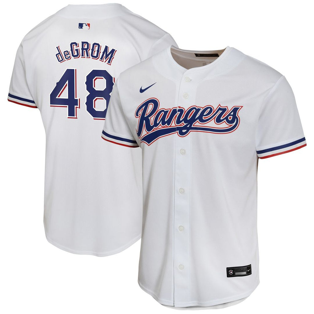 Jacob deGrom Texas Rangers Nike Youth Home Game Player Jersey - White Official MLB Team Apparel Baseball Fan Gear