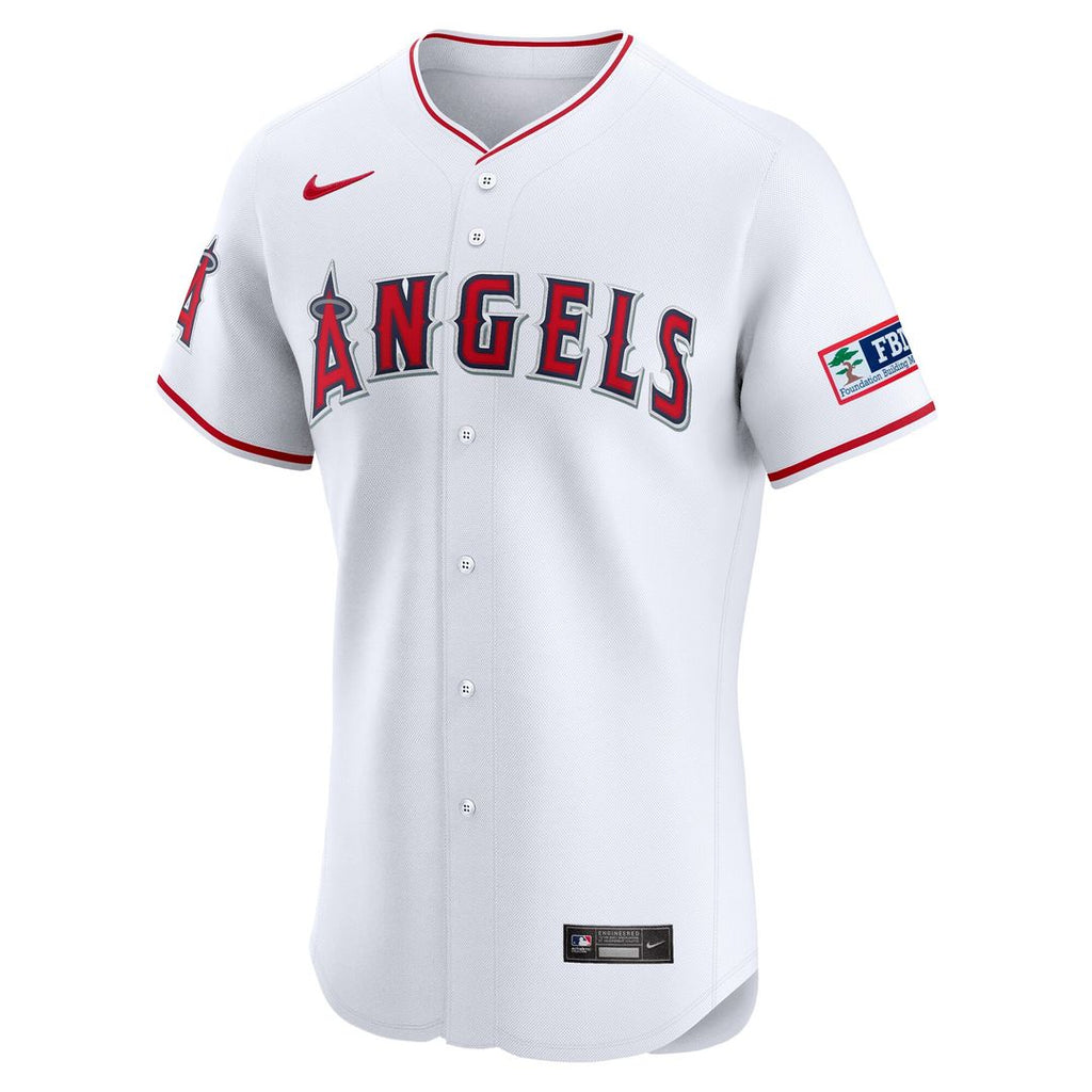 Los Angeles Angels Nike Home Elite Patch Jersey - White Official MLB Team Apparel Baseball Fan Gear